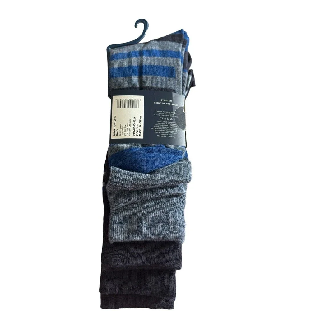 Cole Haan Men's‎ Dress Crew Socks 3 Pair Black Blue Men’s Shoe Sz 7-12